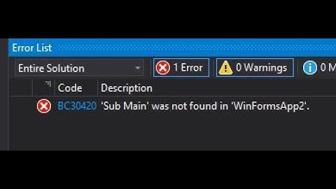 How to Fix THE Error BC30420 