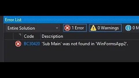 How to Fix THE Error BC30420 'Sub Main' was not found in Visual Studio 2019