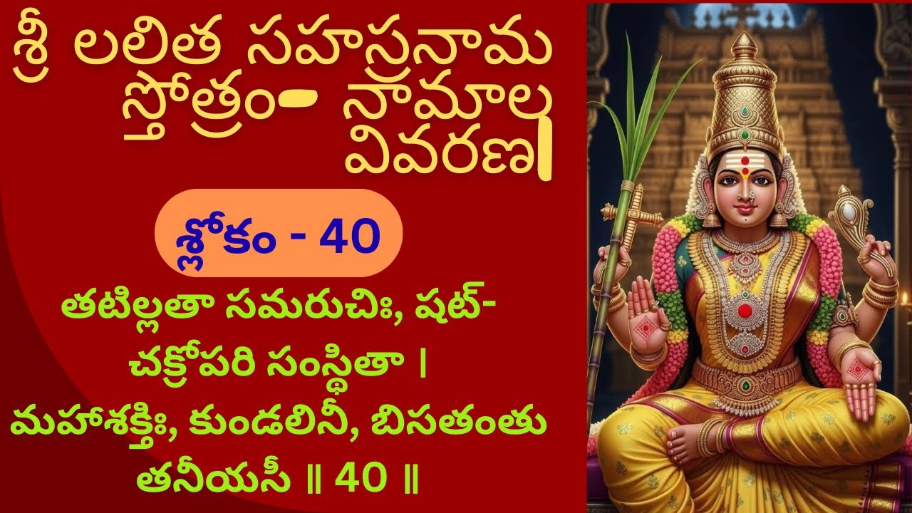 Sri Lalitha Sahasranama Sloka 40 Meaning 🙏 శ్రీ లలిత సహస్రనామ స్తోత్రం-శ్లోకం 40 నామాల వివరణ#bakthi 