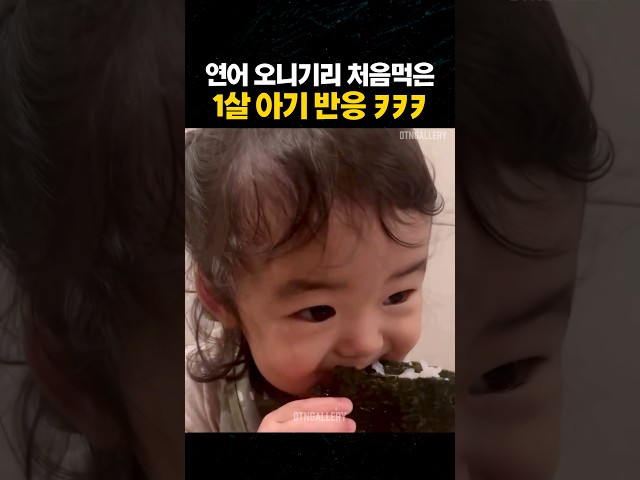 연어 오니기리 처음먹은 1살아기 ㅋㅋㅋ
