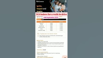 Walk-in drive TCS Indore|Hiring for Multiple IT Roles|Walk-In Drive on 15th Sep 2024