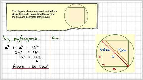 The area and perimeter of a square inscribed in a circle