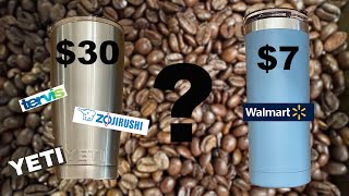 Is more expensive better?  The Ultimate Coffee Mug Battle! Yeti vs Tervis vs Zojirushi vs WalMart.