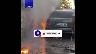 Otomobil alev topuna döndü #otomobil #yangın