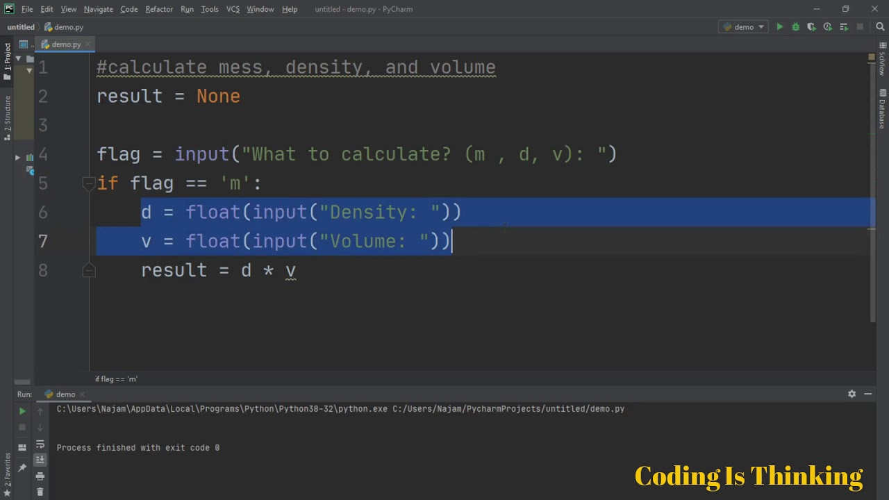 How to calculate Density, mass, volume using Python - YouTube