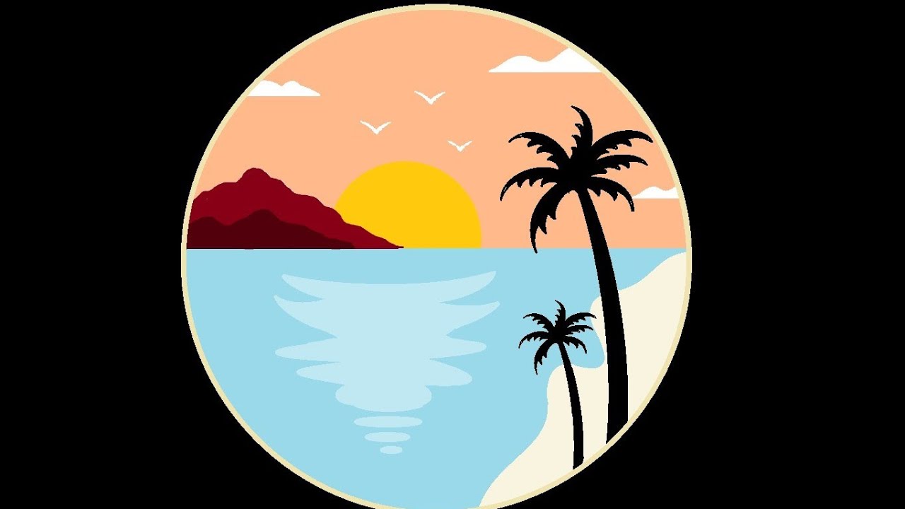 Ms paint scenery drawing | How to draw a scenery picture | Sunrise drawing in ms paint 