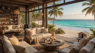 Elegant Jazz Music & Ocean Wave Sounds at Seaside Cafe Ambience for Relax, Stress Relief