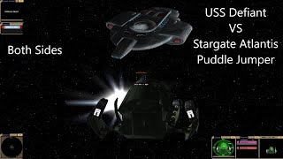 USS Defiant VS Stargate Atlantis Puddle Jumper | Both Sides | Star Trek Bridge Commander Battle |