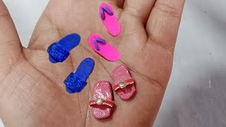 mini slipper | how to make slipper for barbie doll | make sliper | mini things  | mini things diy