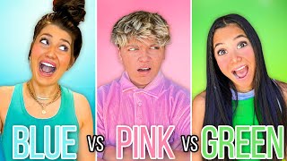 PiNK VS BLUE VS GREEN NO BUDGET SHOPPiNG CHALLENGE!