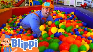 Blippi Plays In A Rainbow Ball Pit Blippi Moonbug Kids - Color Time