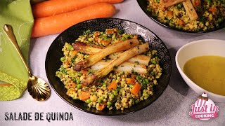 Recette de Salade de Quinoa aux Petits Pois, Carottes et Asperges Rôties