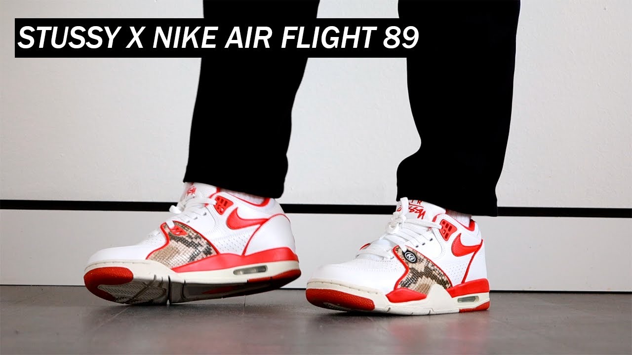【Nike×STUSSY】コラボ Air Flight 89 Low Stüssy x Nike Air Flight 89 Low Habanero Red On Feet and