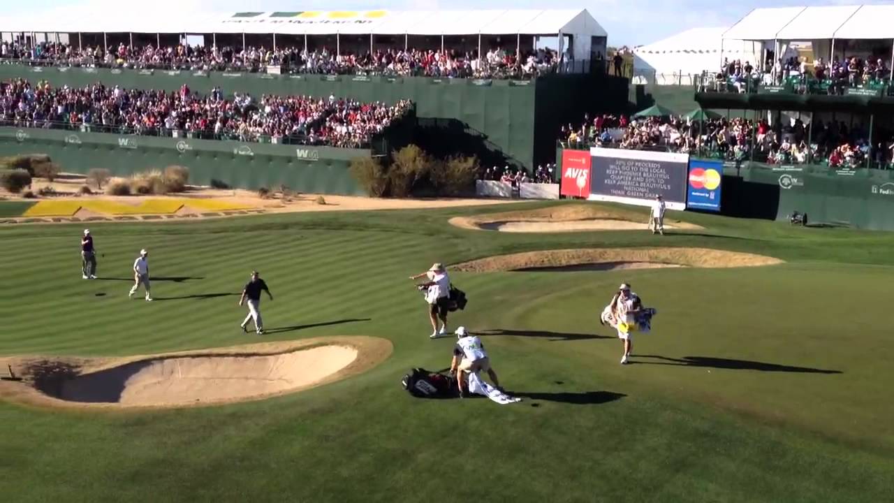 2012 Phoenix Open Caddy race on 16th hole YouTube