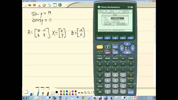 Technology in College Algebra - Linear Systems of Equations - Inverse Matrix Method - TI-89
