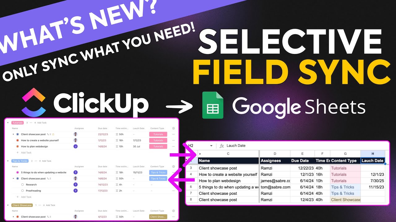 ClickUp to Sheets: How to Sync Only the Fields You Need (New Feature ...