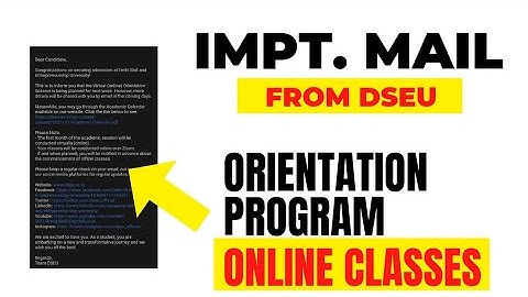 DSEU Delhi Admission 2021: Online Class | Orientation Program | Important mail from DSEU