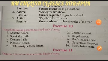 Imperative Sentence passive voice exercise From excellent book Class 10 solved by Ramesh Sir