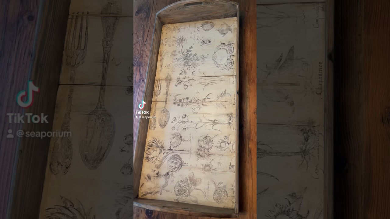 Trash to Treasure- Vintage Wood Tray Saved With Some Glue, Paint & Stain.  