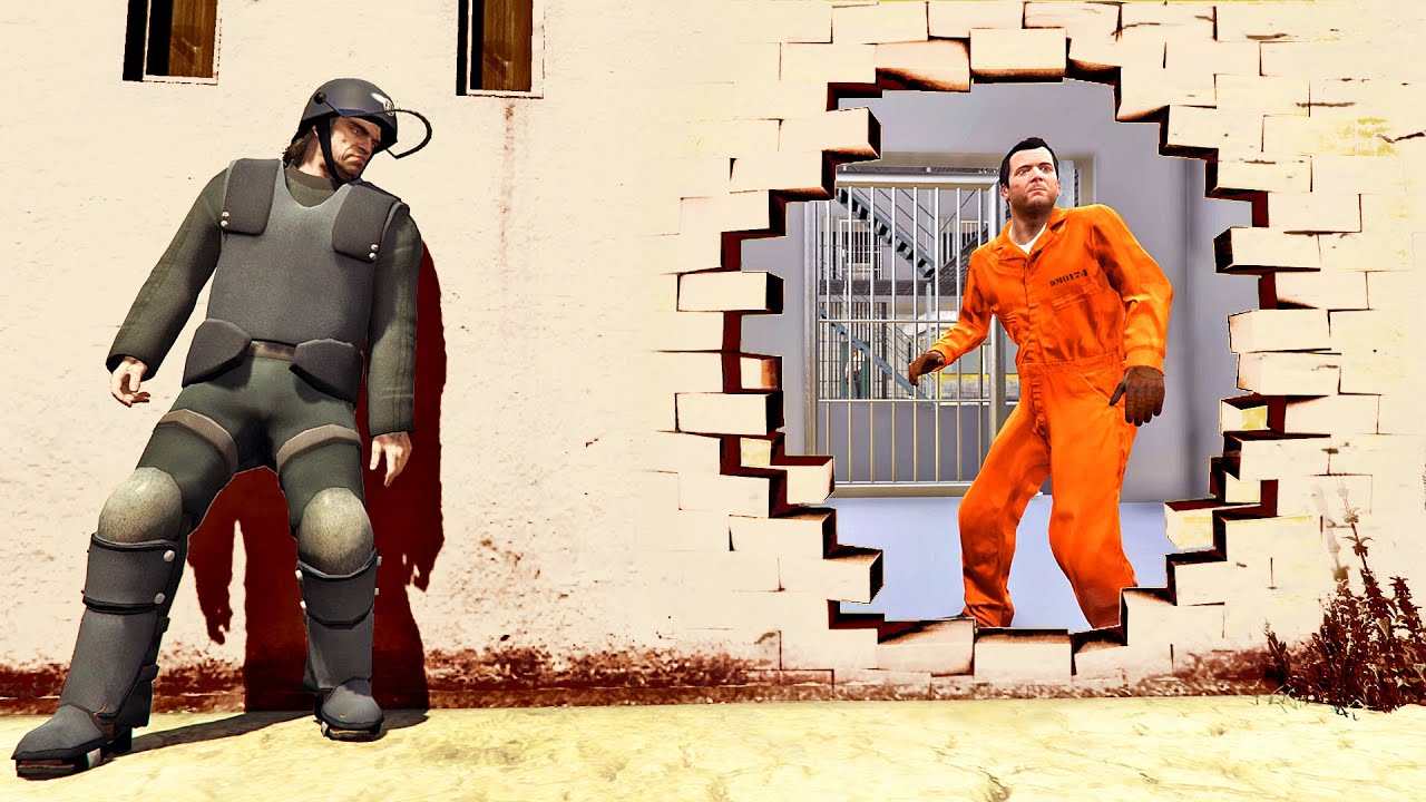 إنقاذ مايكل من السجن في جي تي اي 5 (هل يمكن الهروب ؟) | GTA V Prison Break
