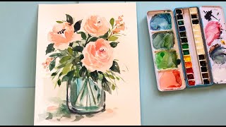 Painting Blush Roses in Watercolor [Step by Step] Easy for Beginners