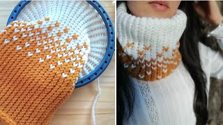 HOW TO KNIT A LITTLE HEARTS COWL ON ROUND LOOM