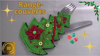Lot De 6 Porte-couverts En Feutre De Noël - Décoration De Table Et Rangement Couverts Festifs