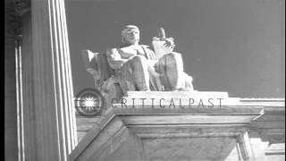 Abraham Lincoln Memorial and the sculpture of Lincoln inside it,  Washington DC. HD Stock Footage