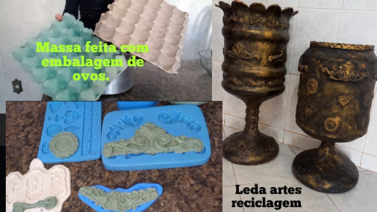 DIY-Massa feita com embalagem de ovos.  #ledaartesreciclagem