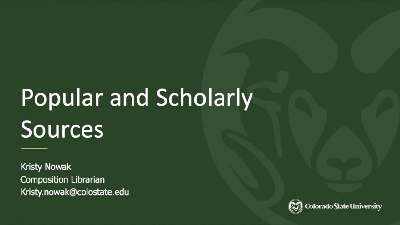 Popular and Scholarly Sources - YouTube