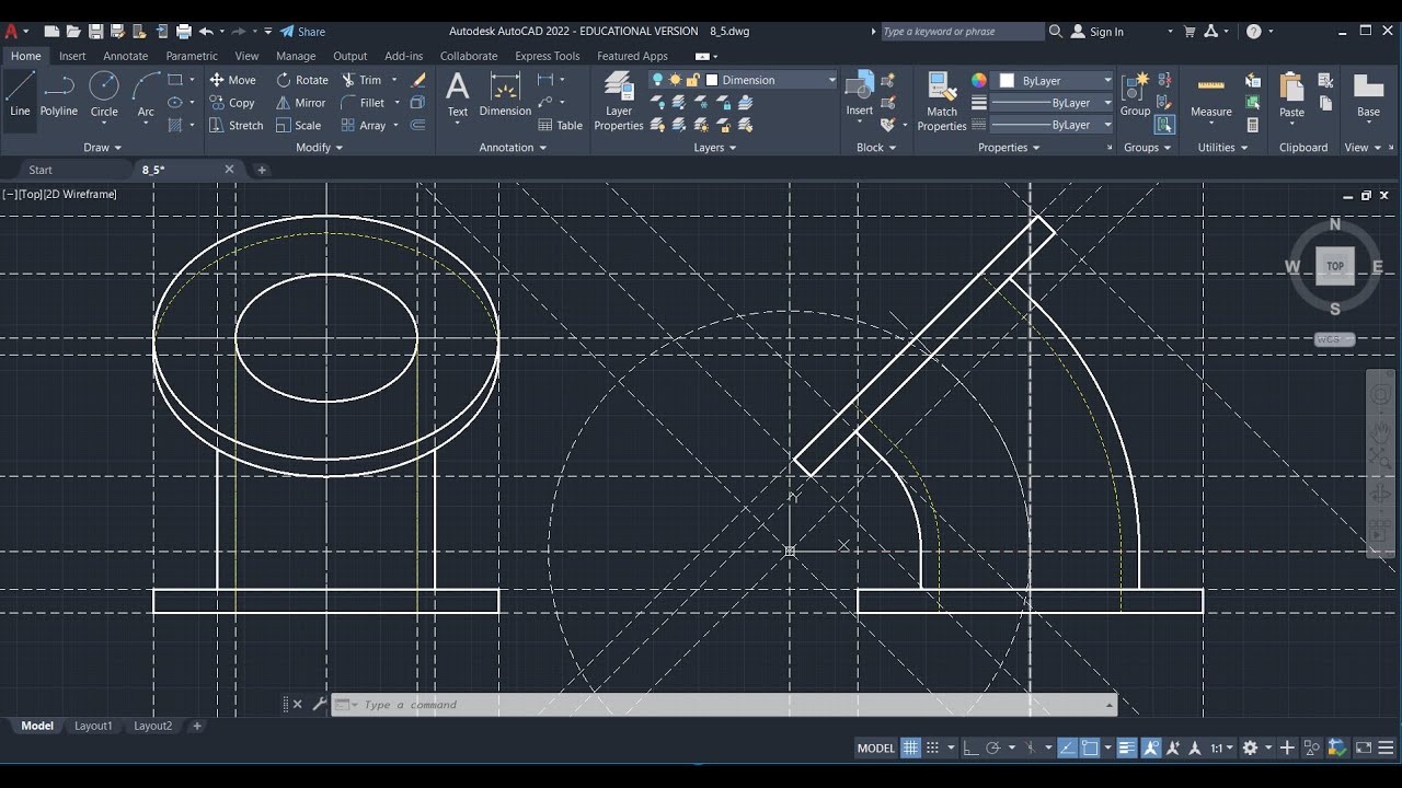 L9: Auxiliary View 1 | Multiview Projection | Circle Ellipse Projection ...