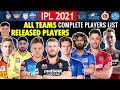 IPL Retained and Released Players 2021 All Teams Squad Complete Full List  IPL 2021  RCB CSK KKR