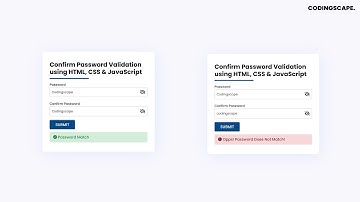 Pasword Confirmation Validation with Vanilla Javascript : Password and Confirm Password Validation 🔥
