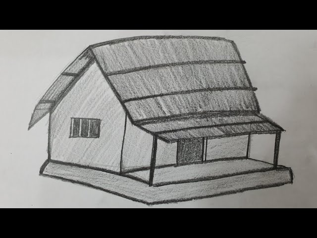 Cách Vẽ Ngôi Nhà Thôn Quê Bằng Bút Chì - How To Draw Village Hut With  Pencil | Kim Chi Art & Draw - Youtube