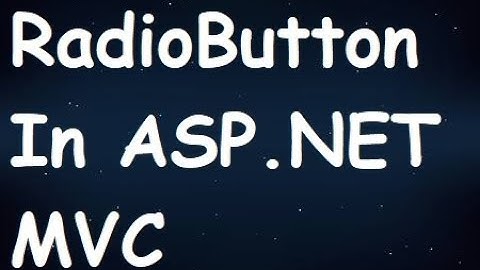 RadioButton In ASP.NET MVC