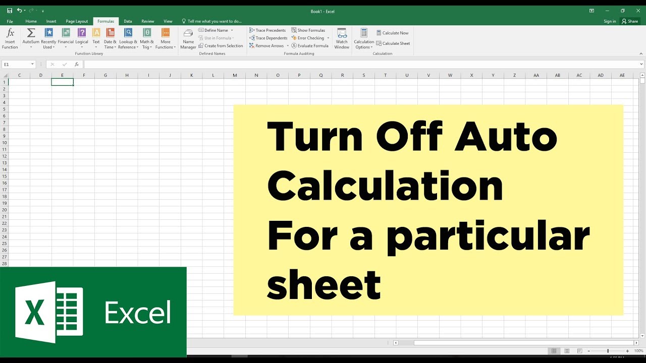 How To Turn Off Auto Calculation Manual Calculation For A Particular Sheet In Excel 