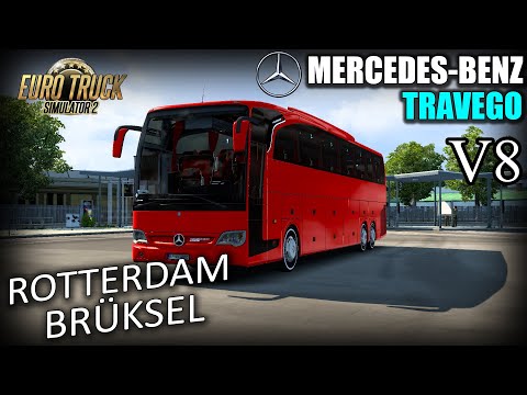 MERCEDES-BENZ TRAVEGO İLE ROTTERDAM-BRÜKSEL+V8 MOTOR SESİ ETS 2