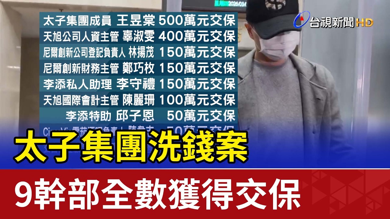 太子集團洗錢案 9幹部全數獲得交保
