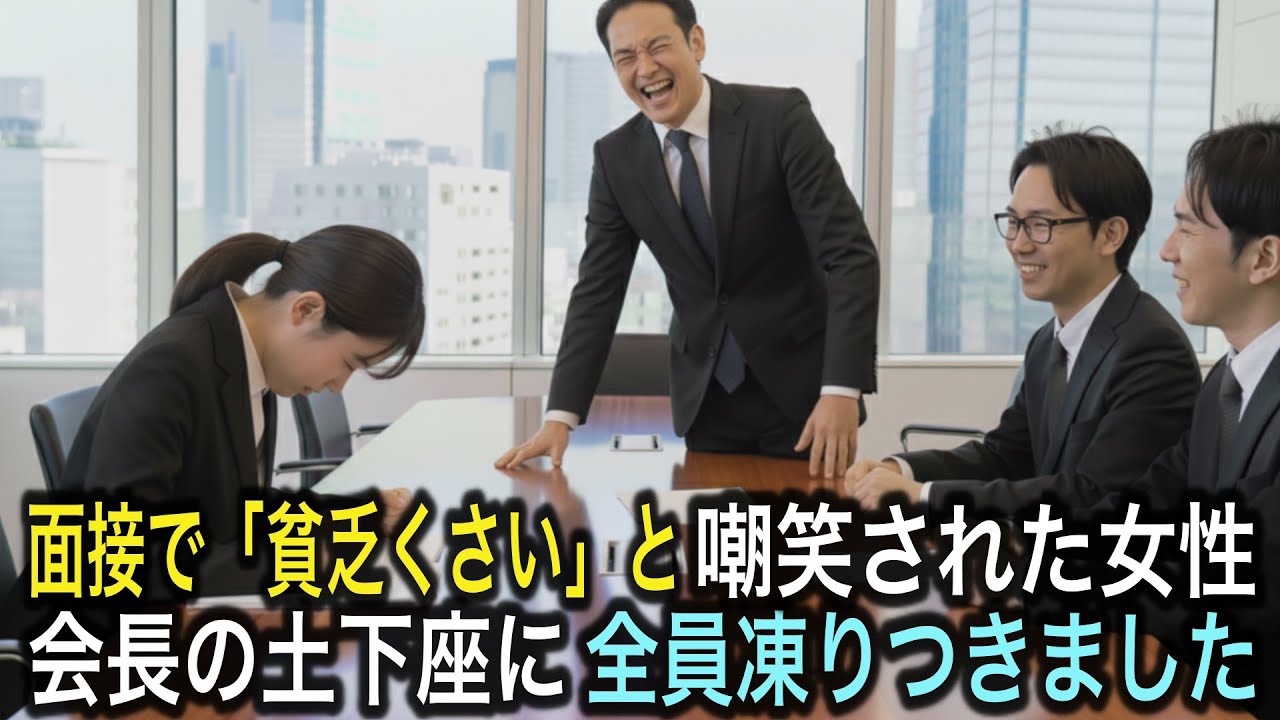 面接で「貧乏くさい」と嘲笑された女性。会長の土下座に全員凍りつきました