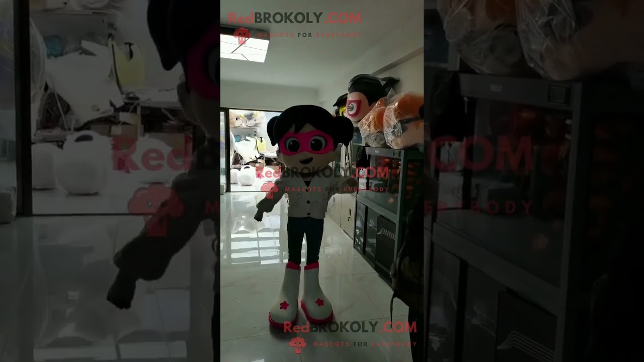 Funny Doll Mascot Costume with Funny Boots and Pink Glasses