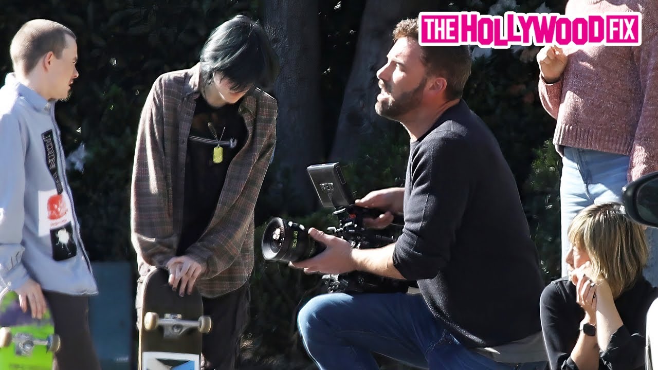 Ben Affleck Films His Daughter Seraphina Skateboarding With J-Lo's Daughter Emme Muniz In Bev. Hills