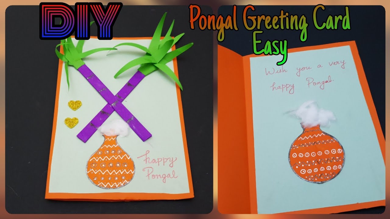 Simple Pongal Greeting Card L Happy Makar Sankranti Greeting Card L Lohri Greeting Card Youtube