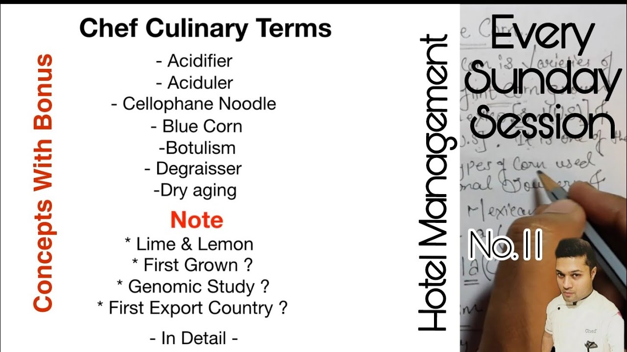 Chef Culinary Terms | Hotel Management Tutorial | Sunday Session | Concepts With Bonus | No.11
