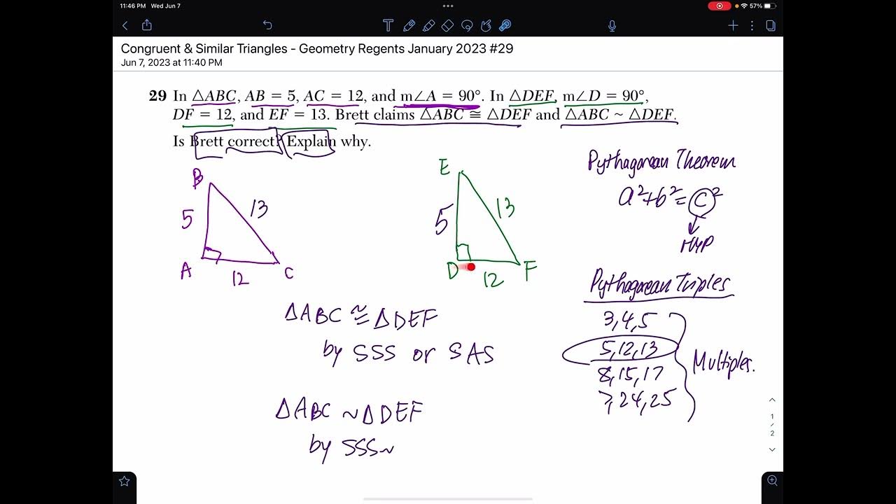 Congruent and Similar Triangles Geometry Regents January 2023 29