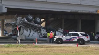 Driver dies after cement truck crashes over side of Beltway 8 overpass, Pct. 4 says