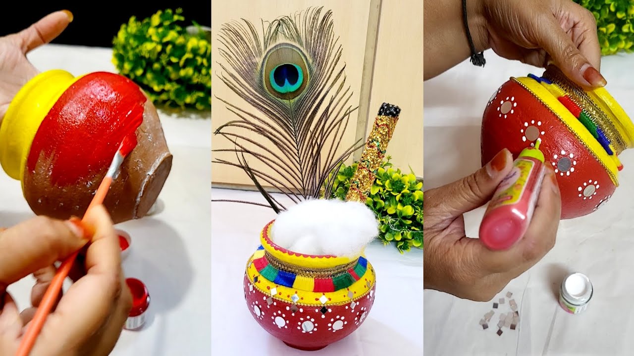 Easy pot painting ideas for KrishnaJanmashtami |Pot decoration ideas |painting on pot