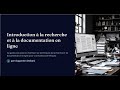 MASTER CLASS : INITIATION A LA RECHERCHE ET A LA DOCUMENTATION EN LIGNE