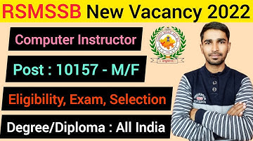 rsmssb computer instructor online form 2022 | Eligibility, Exam, Selection Form Fill-up | work info