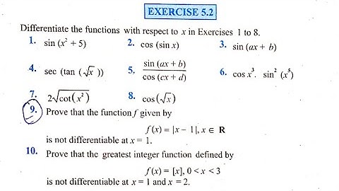 Ncert class 12 maths exercise 5.2 solution | chapter 5 - continuity and differentiability