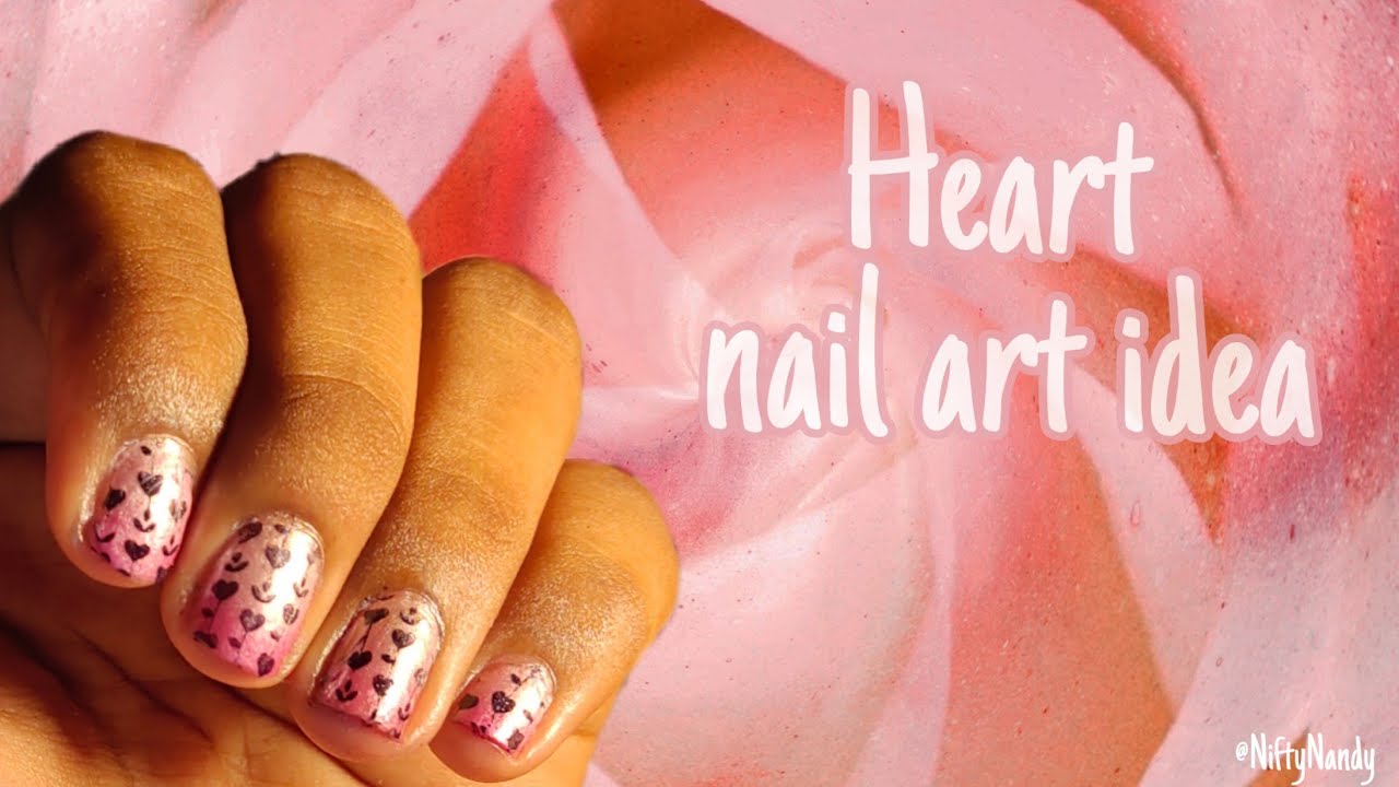 Pink heart themed nail art video YouTube
